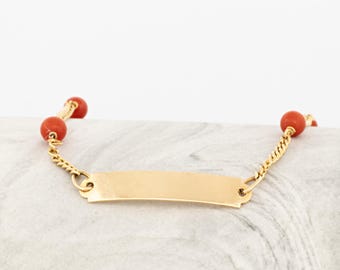 Vintage Italian 18k Gold Curb Link ID Bracelet - 6.5 Inch