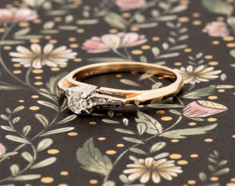Vintage 14k Gold Diamond Engagement Ring, Marvel Jewellers USA