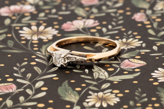 Vintage 14k Gold Diamond Engagement Ring, Marvel Jewellers USA