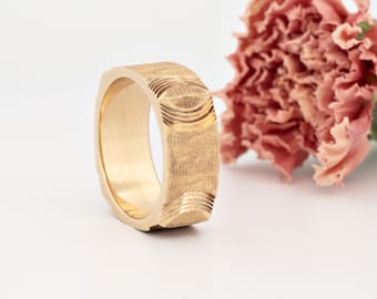 Vintage 10k Yellow Gold Square Band with Textured Finish, Made in Canada Circa 1960s