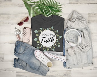 Camiseta cristiana "Camina por la fe" - Regalo religioso para mujer