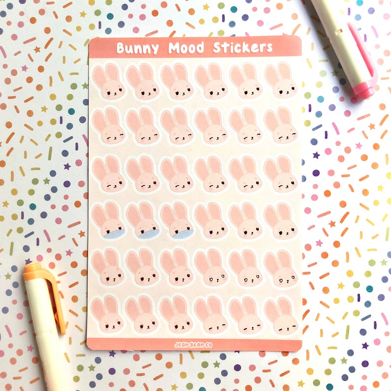 Bunny Rabbit Mood Sticker Sheet / Planner Sticker Sheet / Cute - Etsy ...