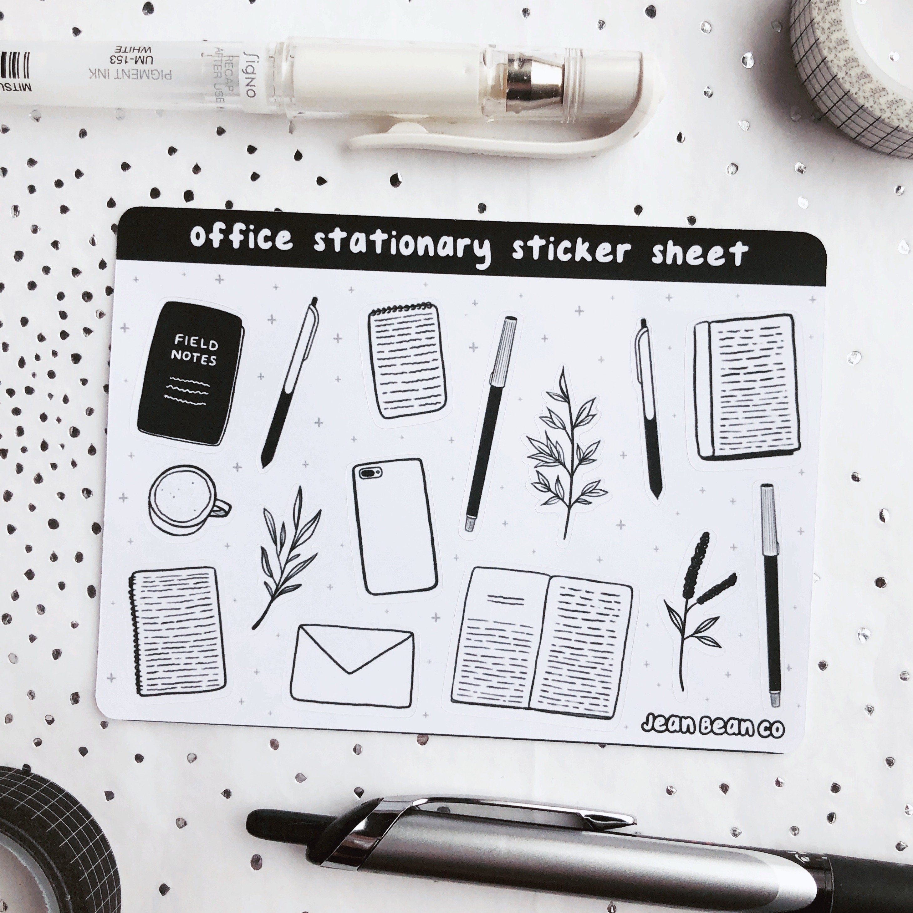 Office Stationery Sticker Sheet Desk Stickers Cute BUJO Etsy