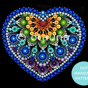 Rainbow Heart: PDF dot mandala pattern instructions