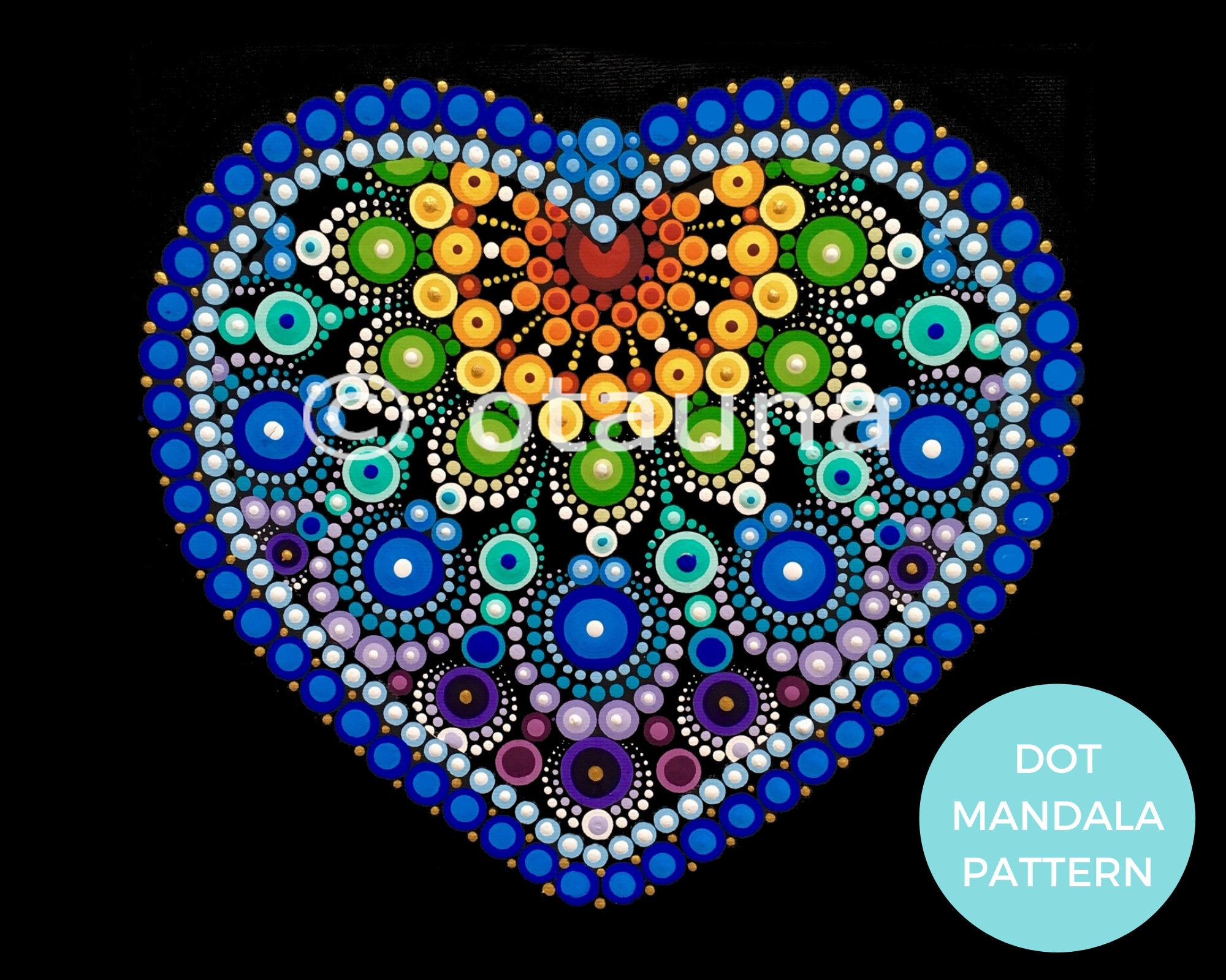 Rainbow Spiral Dot Mandala Pattern 