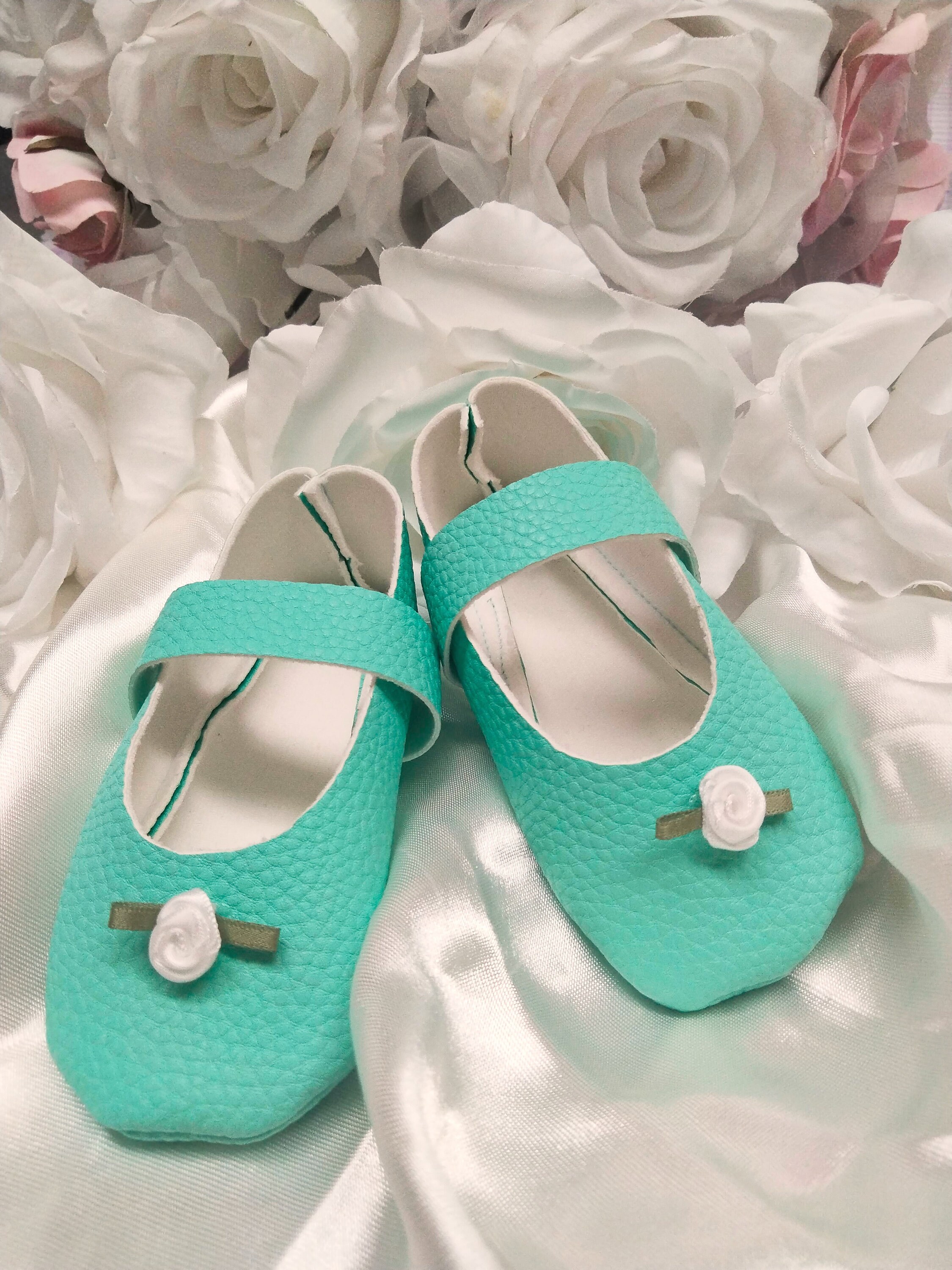 Baby Shoes, Rosette, 6-9 Months, Mary Janes, Newborn Crib Shoes, Baby