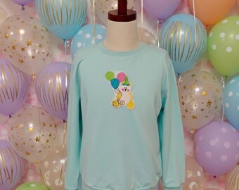 Party Bär Stickerei Patch Pullover, Größe 7, stricken, helle Farbe, Kinder Sweatshirt, Langarmpullover, Kindermode