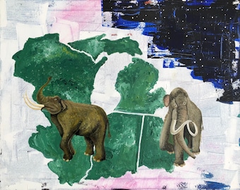 Mammoths & Mastodons of the Midwest - Original Artwork Large Acrylic Painting