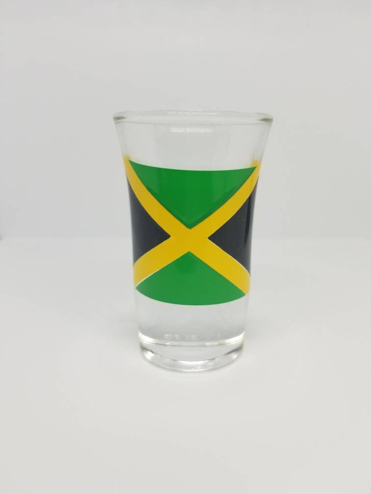 Jamaican Flag Shot Glass Jamaican Shot Glass 1 Oz Shot Etsy