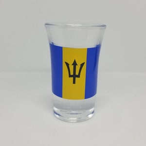 Barbadian Flag Shot Glass | Barbadian Shot Glass | 1 oz Shot Glass | Caribbean