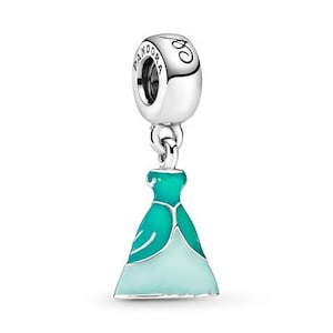 Disney Ariel's Dress Charm Genuine 925 Sterlings Silver Charm Compatible with Pandora and other European Bracelets