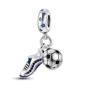 Football and Football Boot Dangle Charm for Footy Lovers Genuine 925 Sterlings Silver Charm Compatible with Pandora other European Bracelets