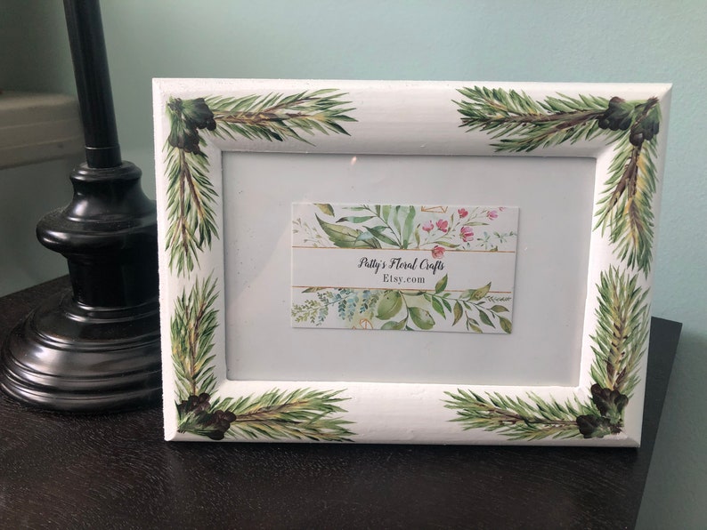 Hand painted 4x6 wooden pine cone frame