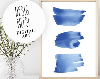 Water Color painting wall art, digital wall art, painting home decor, water color blue home decor, digital print