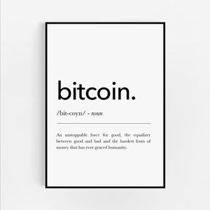 Cyfrowy wydruk kryptowaluty | Definicja bitcoina | Plakat bitcoina | Pomysły na prezenty kryptowalutowe | Dekoracja ścienna bitcoina | Sztuka ścienna bitcoina