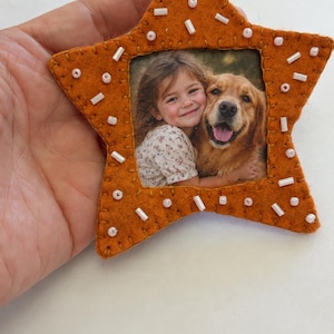 Felt Star Photo Frame PDF Pattern, Beginner - Friendly Sewing Trial, Actual Size Template