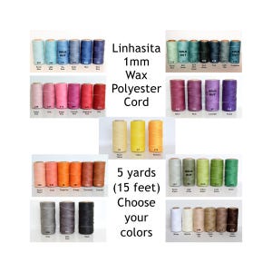 5 Yards - 15 Feet Linhasita 1mm Wax Polyester Craft Cord Thread Macrame String Beading - Surfer Friendship Bracelet - Choose colors