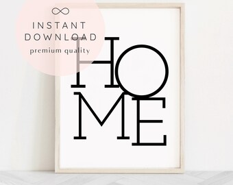 Home Sign Printable - Housewarming Gift for Couple - Home Print - Home Typography Print - Home Printable - Home Word Art Print