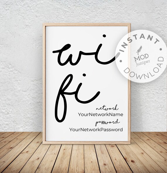 WIFI Sign Printable - Wifi Modern Sign - Instant Digital Download WIFI Sign - Portrait 8x10