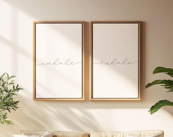 Inhale Exhale Wall Art / Bedroom Decor / Yoga printable / Pilates Print / Set of 2 prints
