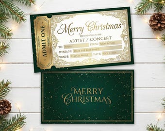 Christmas Concert Ticket Template | Editable PDF | Printable Music Voucher | 7 x 3