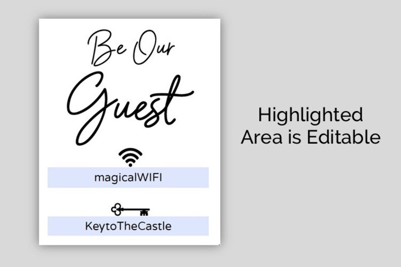 Be Our Guest Wifi Printable, WIFI Password Sign, Personalized Wifi Sign ...