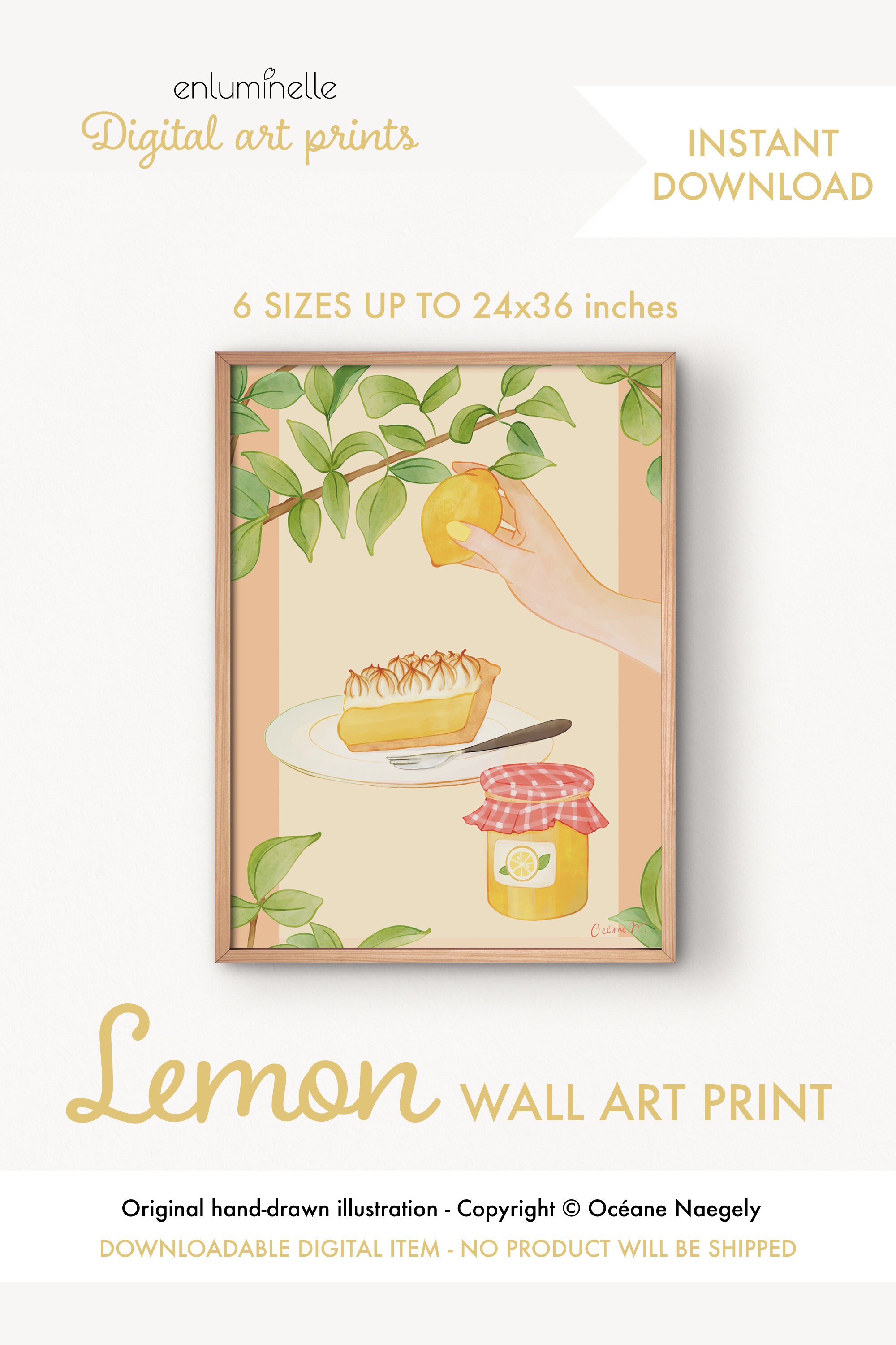 Printable Lemon Wall Art Colorful Foodie Art for Kitchen Etsy UK