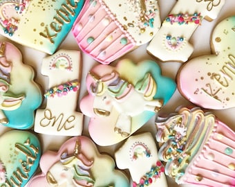 Unicorn Rainbow Birthday Cookies (All Ages/1 Dozen)