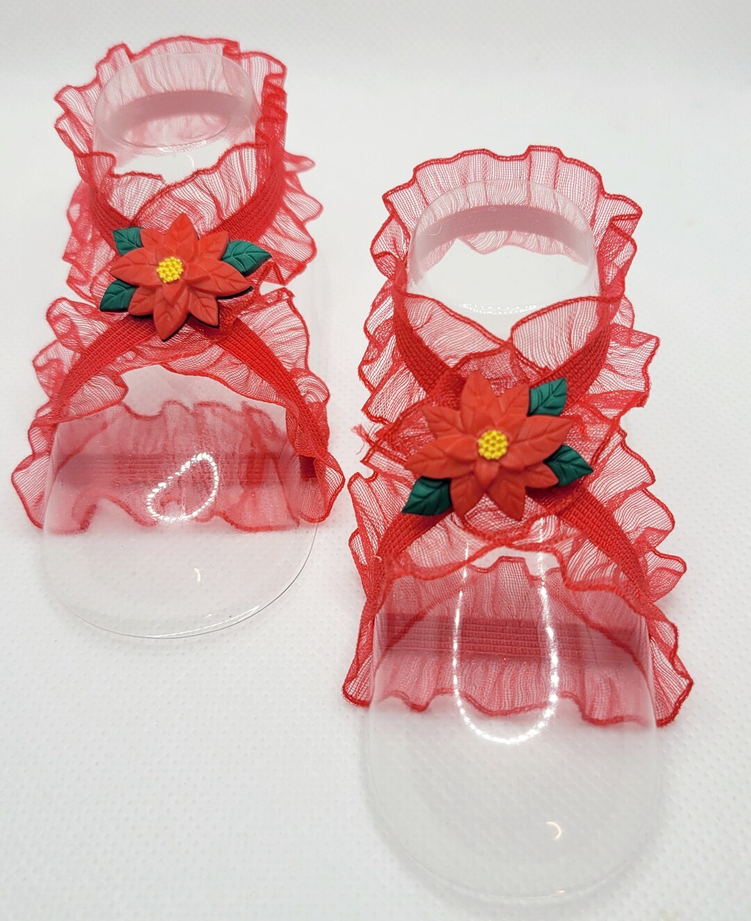 Red Poinsettia Barefoot Sandals Baby Shoes 06 Months Etsy
