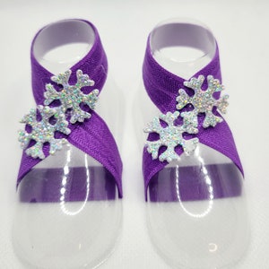 Purple Snowflake for Winter Barefoot Sandals for Baby