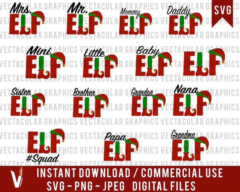 Download Christmas Svg Bundle Svg Elf Family Svg Files Family Etsy