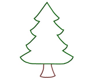 Desenho de bordado de aplique de árvore de Natal - 7 tamanhos e 11 formatos - arquivos para download instantâneo