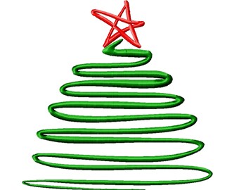 Christmas Tree Embroidery Design - 3 Sizes & 11 Formats - Instant Download Files