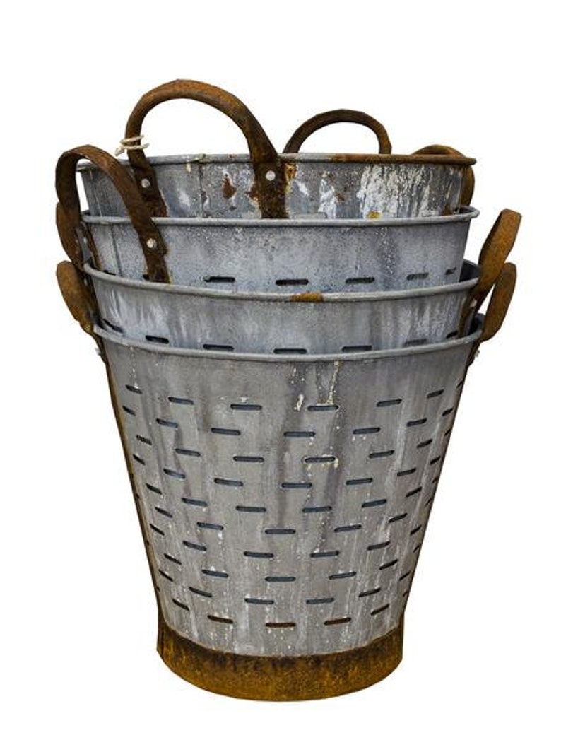 Rustic metal olive basket Vintage Bucket Decorative Etsy