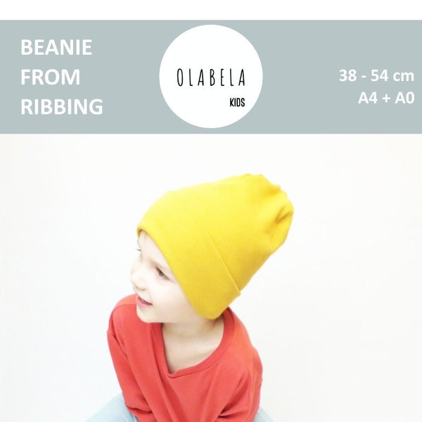 eaey beanie pattern - easy beanie from ribbing - hipster beanie - hat from ribbing - sewing pattern - PDF pattern - olabela 38 - 54 cm