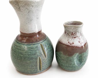 Vals green and oxblood with white tops little pitchers