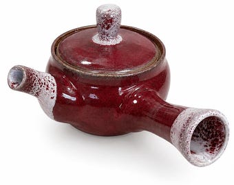 Red and white kyusu teapot