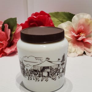 Tarro de vidrio con tapa vintage para banda de música, decoración de vidrio con leche, tarro de crema fría, tarro de vidrio blanco, tarro antiguo, tarro de tocador, tarro de vidrio para baño