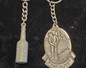 Lote de llaveros estilo peltre vintage, llavero de golf, llavero de whisky canadiense, regalos para hombres, llaveros publicitarios, regalo de golf, regalos del Día del Padre