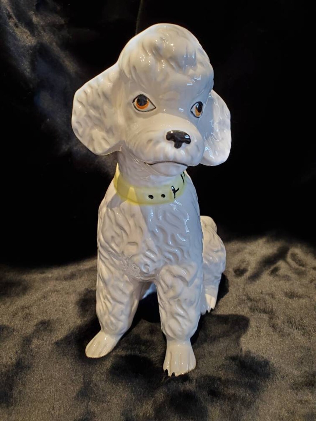 美品 陶器 プードル 置物 オブジェ 大きめ リアル 表情豊かな