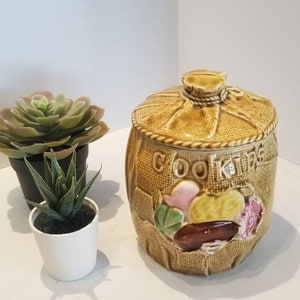 Vintage Ceramic Burlap Sack With Cookies Cookie Jar, Made In Japan, Collectible Cookie Jars, Retro Kitchen Decor, Old Japan Cookie Jars