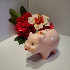 かわいいピンクの豚の貯金箱、貯金箱、貯金箱、キッチュ、レトロ