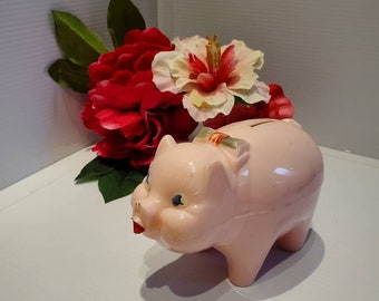 かわいいピンクの豚の貯金箱、貯金箱、貯金箱、キッチュ、レトロ