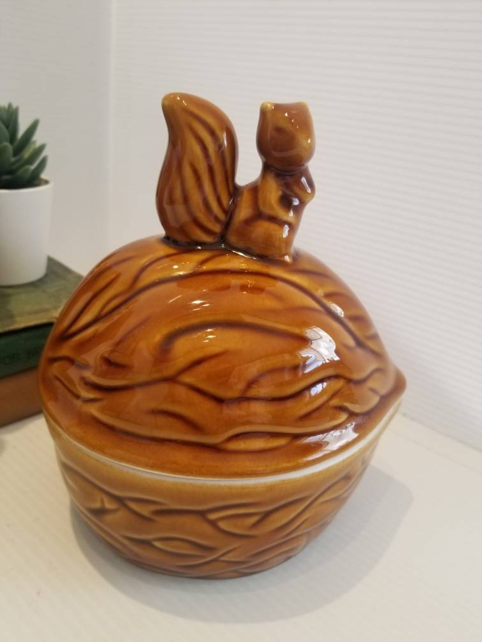 Vintage Ceramic Squirrel Nut Candy Dish With Lid Old Nut Etsy