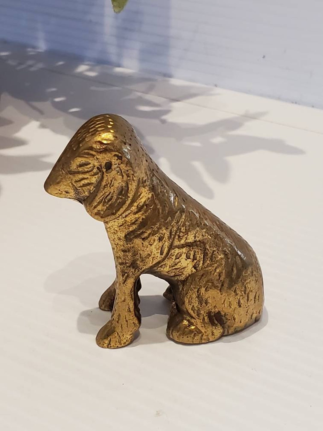 Vintage Brass Dog Figurine, Mid Century, Brass Collectibles, Brass