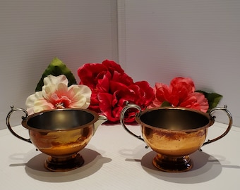 Vintage flamländsk koppargräddkanna, sockerskålsset, teservis, koppar te, koppardekor, kopparfat, koppar köksredskap, kopparvaror