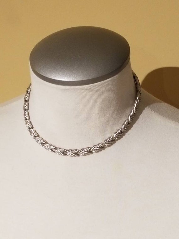 Vintage Link Leaf Necklace And Bracelet Set, Mid … - image 1
