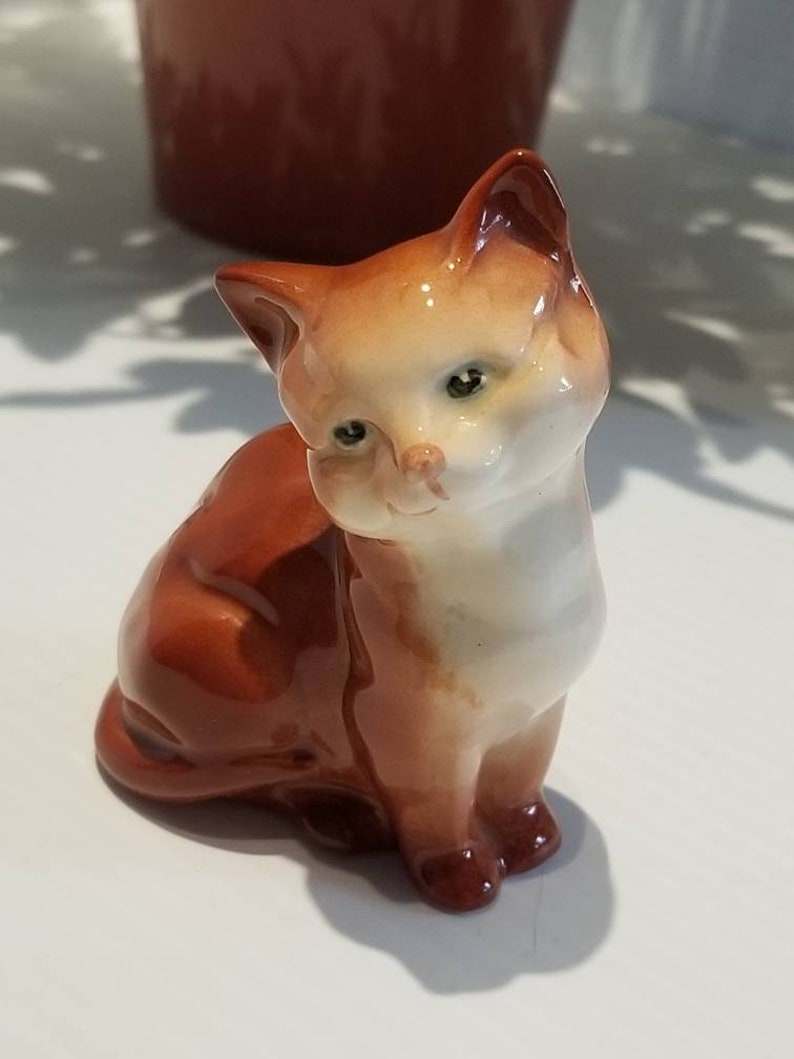 Vintage Beswick England Gloss Sitting Cat Figurine Etsy