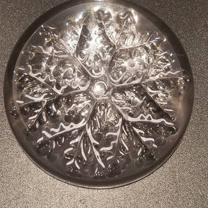 Vintage Genuine Lead Cristal Snowflake Paperweight, Art Glass, Made In France, Christmas Winter Paperweights, Snowflake Decor, Clear Crystal