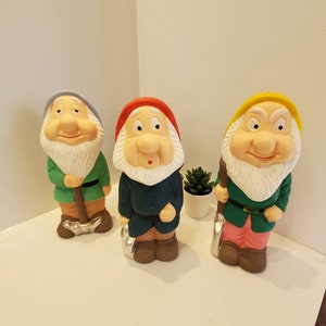 Vintage Ceramic Snow White Dwarfs, Handmade, Indoor Outdoor Statues, Old Garden Statues, Yard Art Decor, Dwarfs Yard Decor, Snow White Decor
